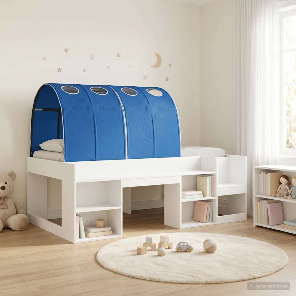 Cadre de lit avec tunnel 3 pcs Blanc et bleu Bois d'ingénierie - XIOS