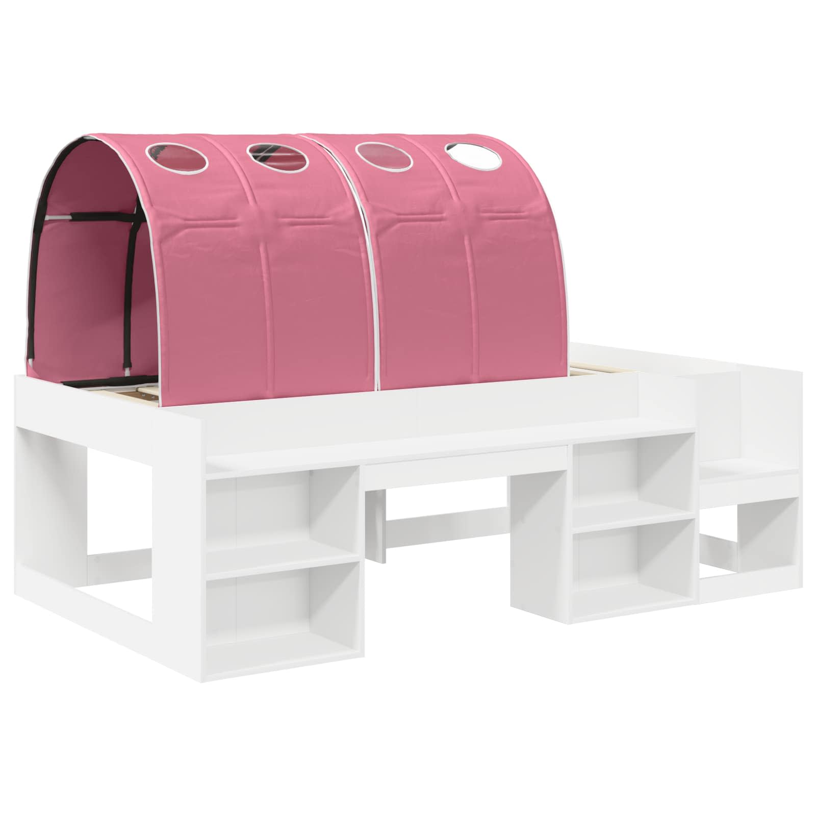 Cadre de lit avec tunnel 3 pc Blanc et rose Bois d'ingénierie - XIOS