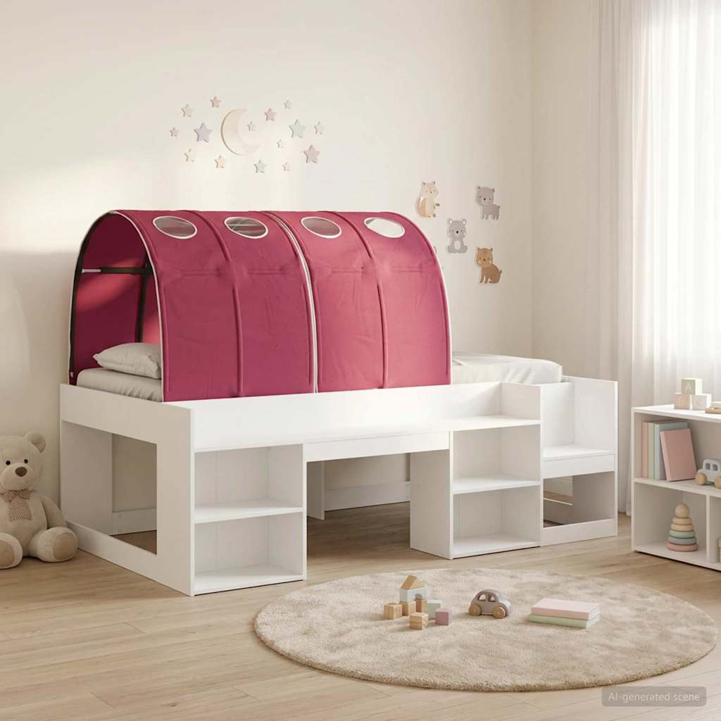 Cadre de lit avec tunnel 3 pc Blanc et rouge Bois d'ingénierie - XIOS