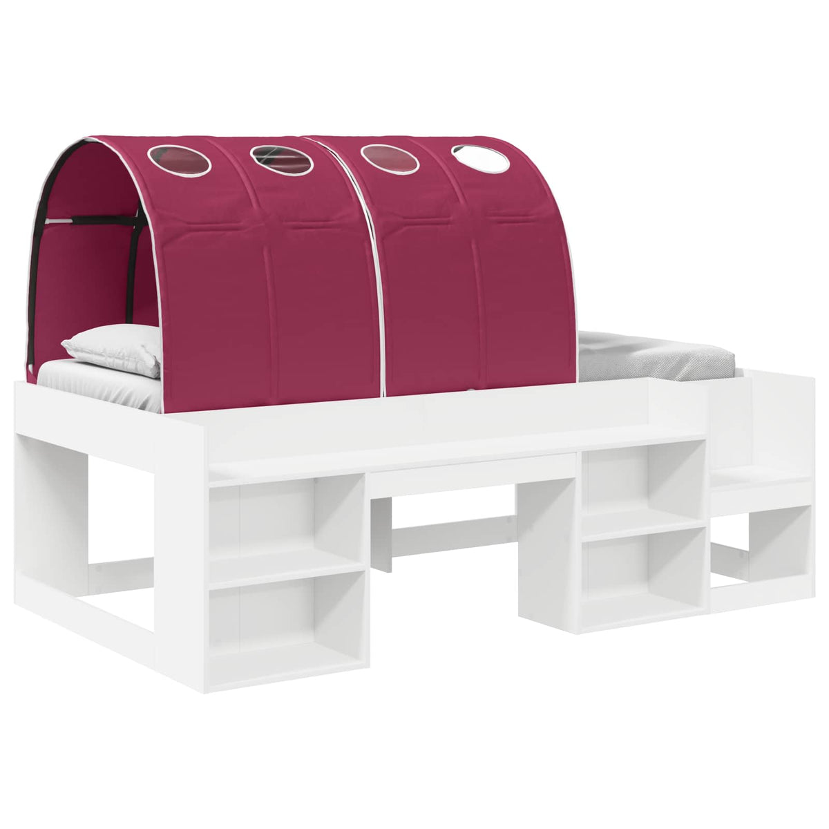Cadre de lit avec tunnel 3 pc Blanc et rouge Bois d'ingénierie - XIOS
