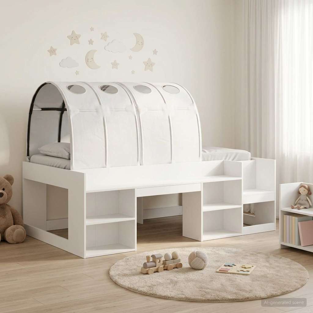 Cadre de lit avec tunnel 3 pcs Blanc Bois d'ingénierie - XIOS