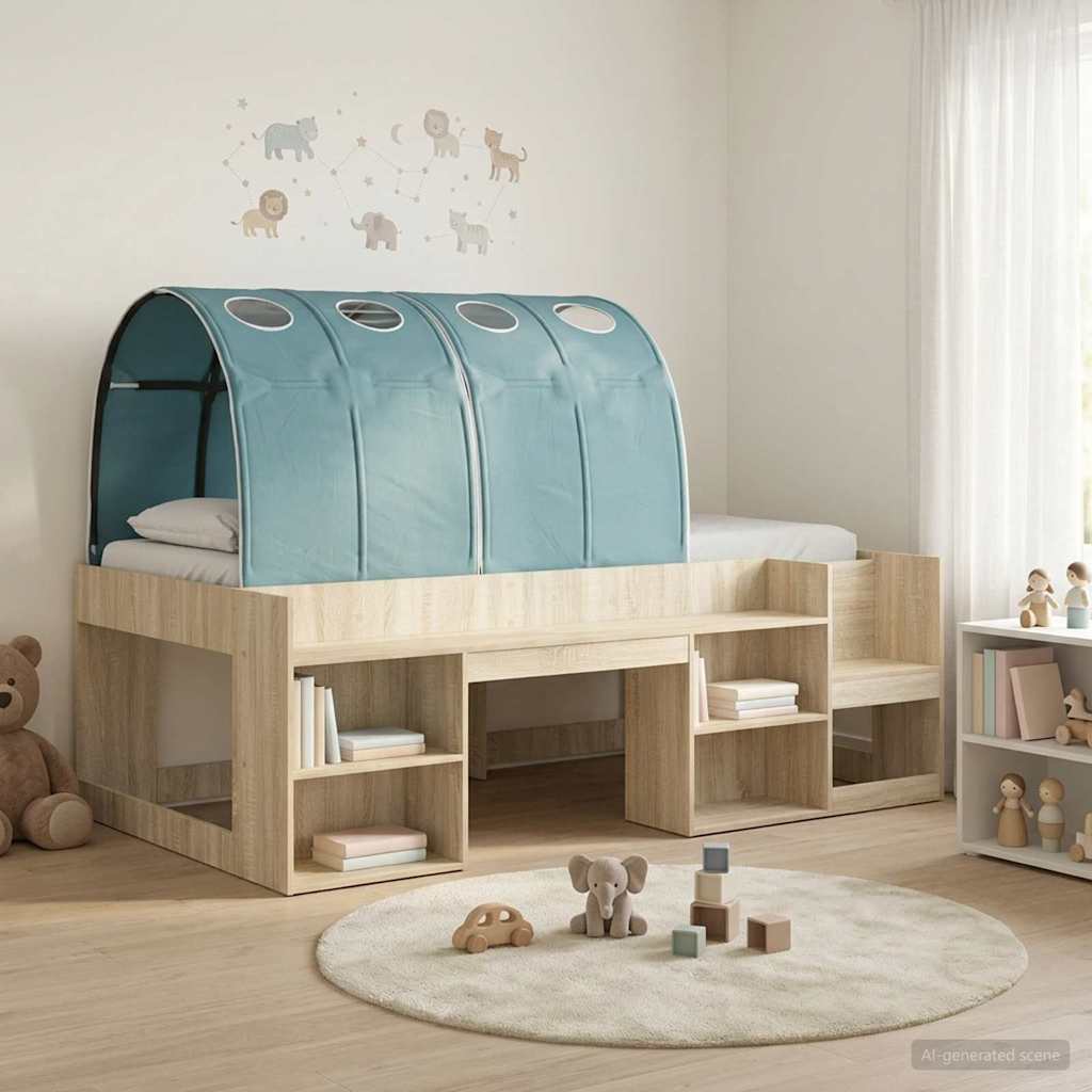 Cadre de lit avec tunnel 3 pc Chêne Sonoma et bleu clair - XIOS