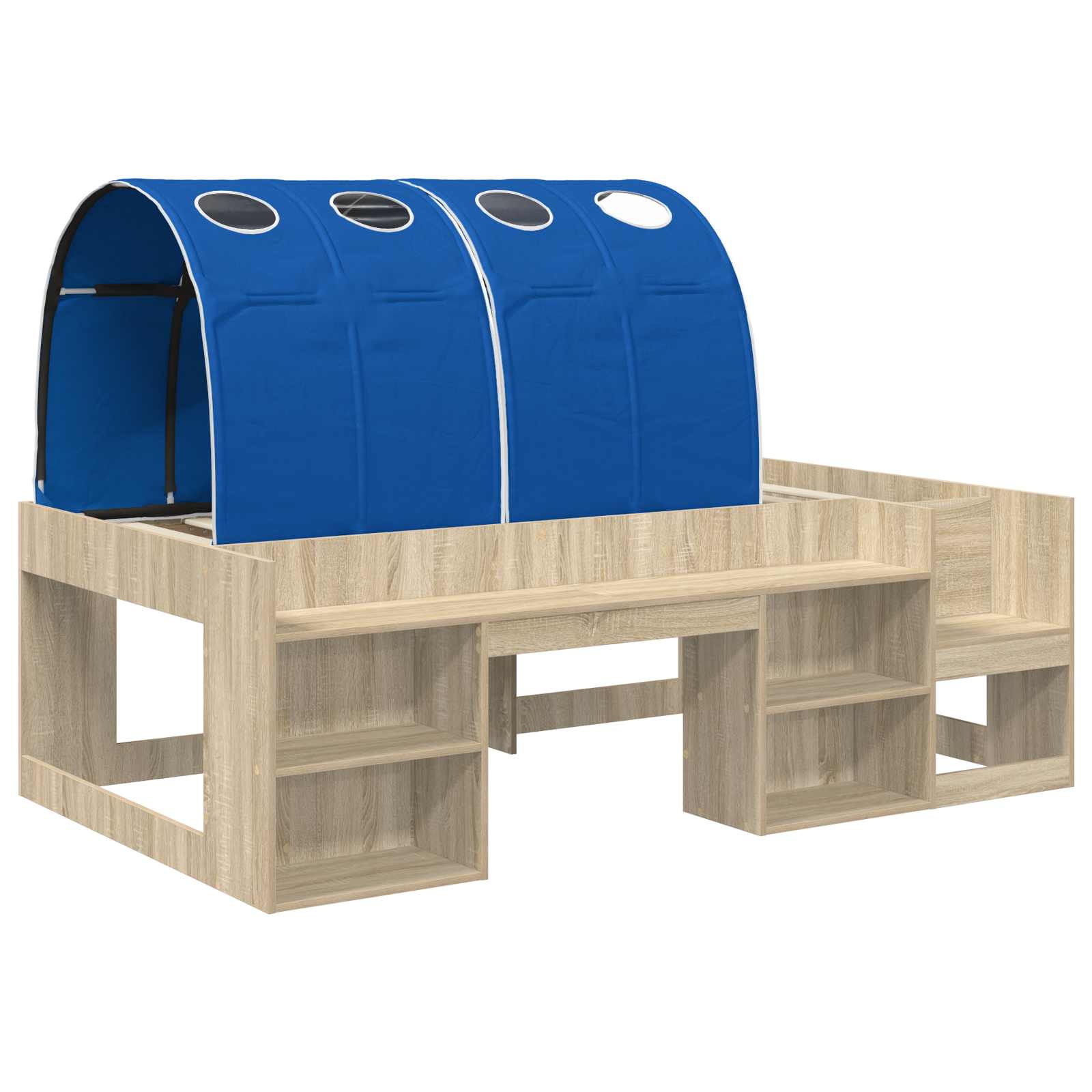 Cadre de lit avec tunnel avec étagère 3 pc Chêne Sonoma et bleu - XIOS