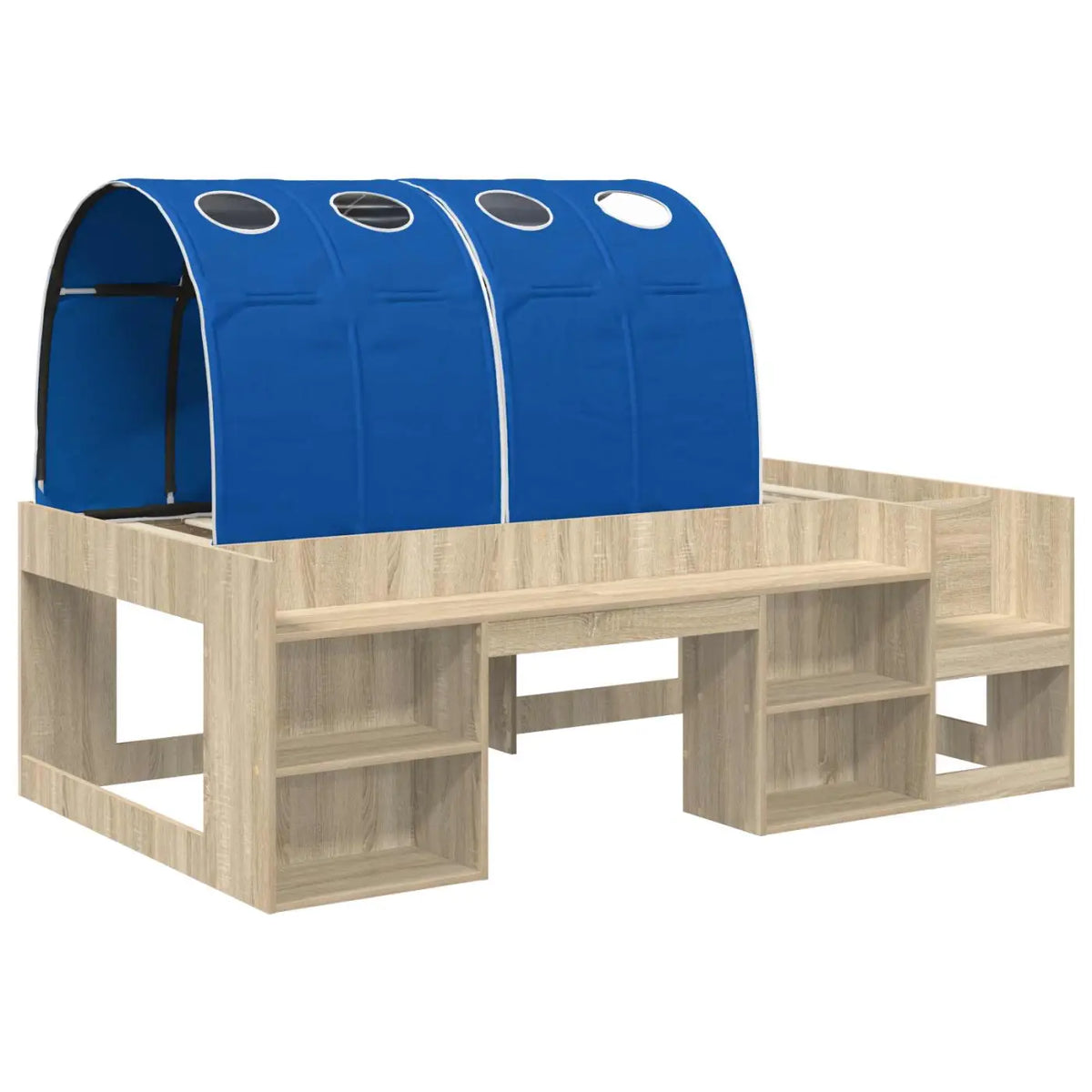Cadre de lit avec tunnel avec étagère 3 pc Chêne Sonoma et bleu - XIOS