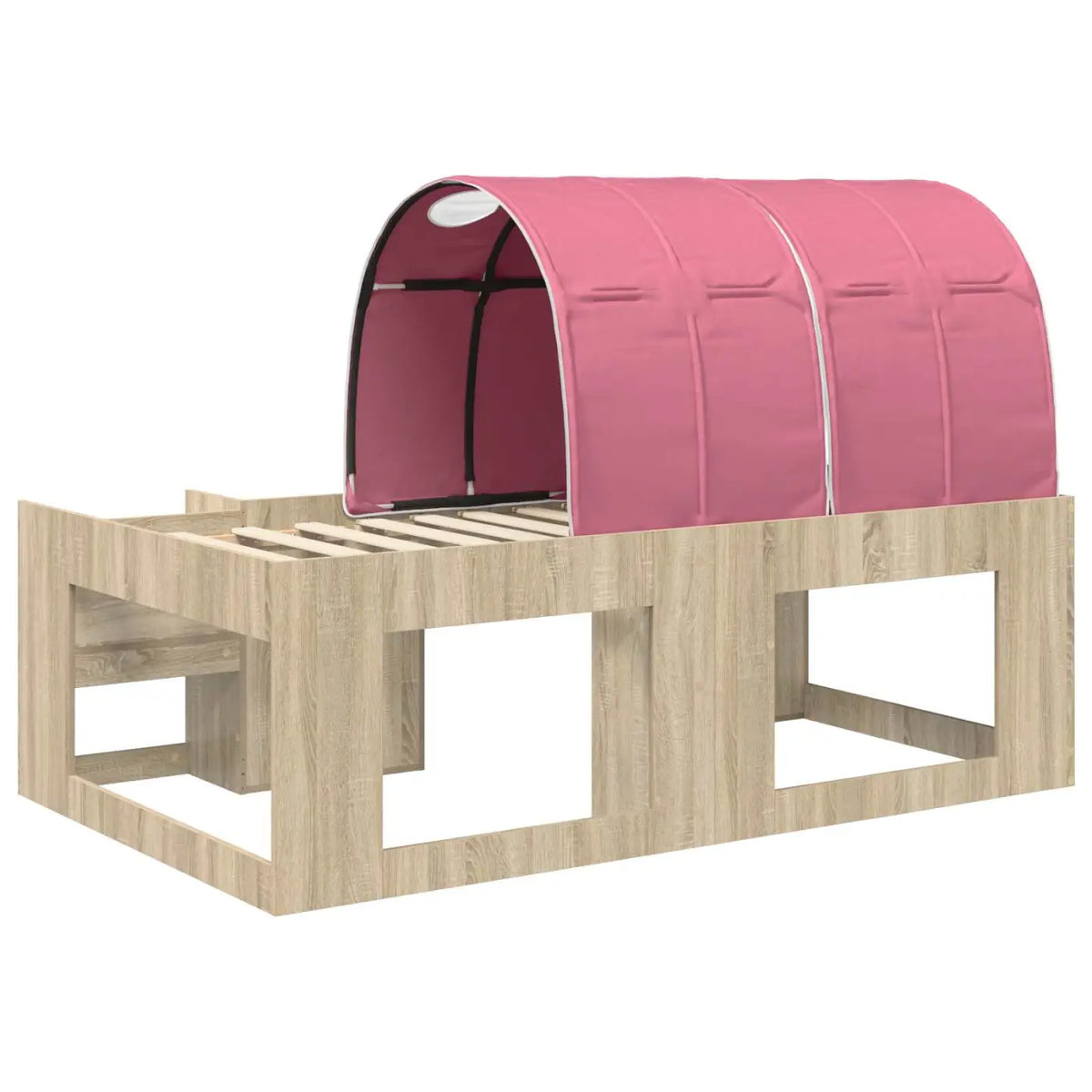 Cadre de lit avec tunnel avec étagère 3 pc Chêne Sonoma et rose - XIOS