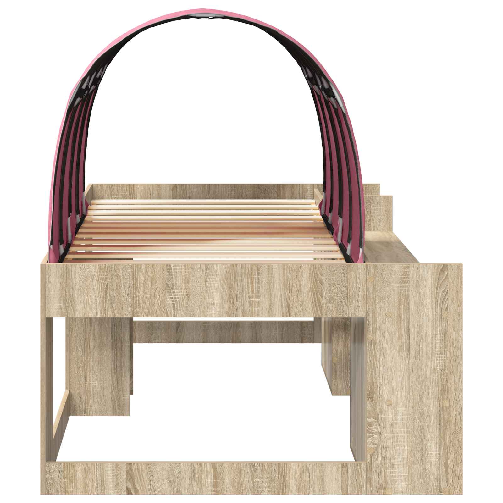 Cadre de lit avec tunnel avec étagère 3 pc Chêne Sonoma et rose - XIOS