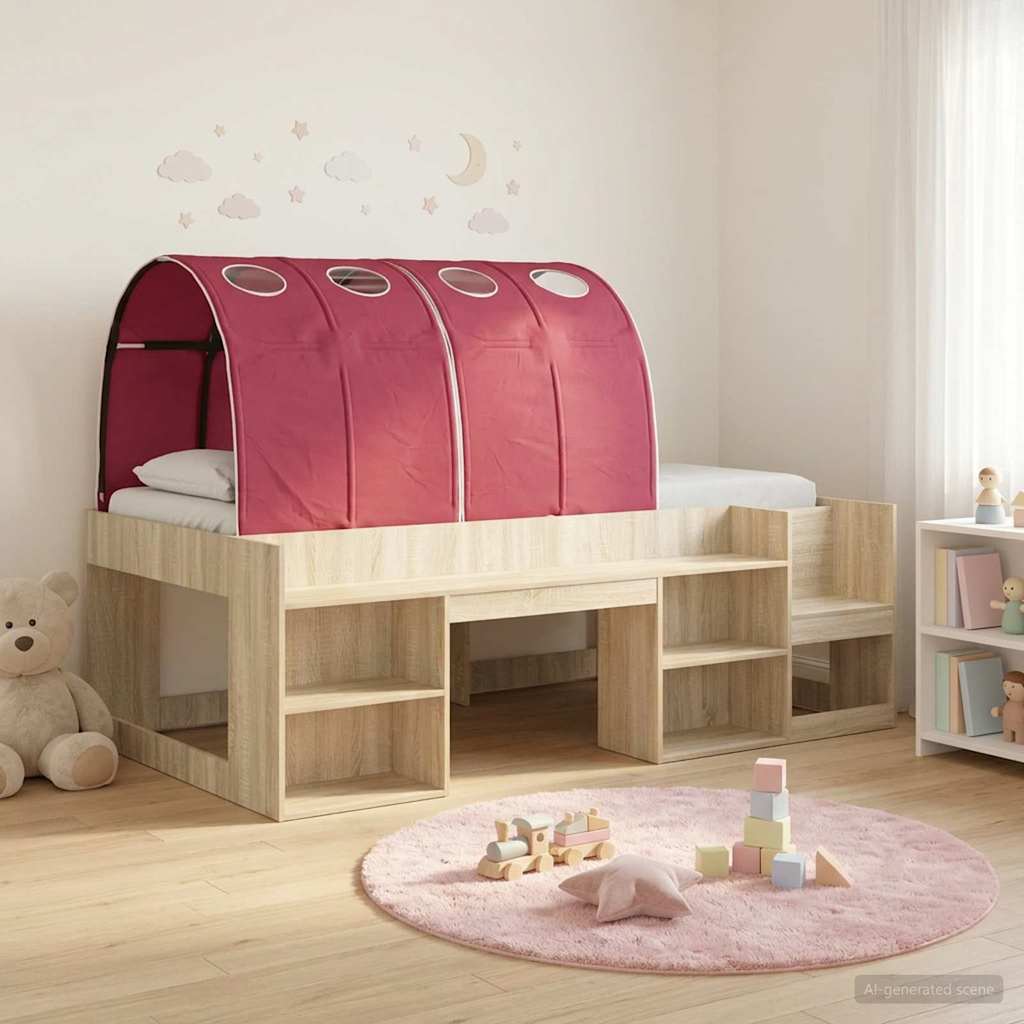 Cadre de lit avec tunnel 3 pc Chêne Sonoma et rouge - XIOS