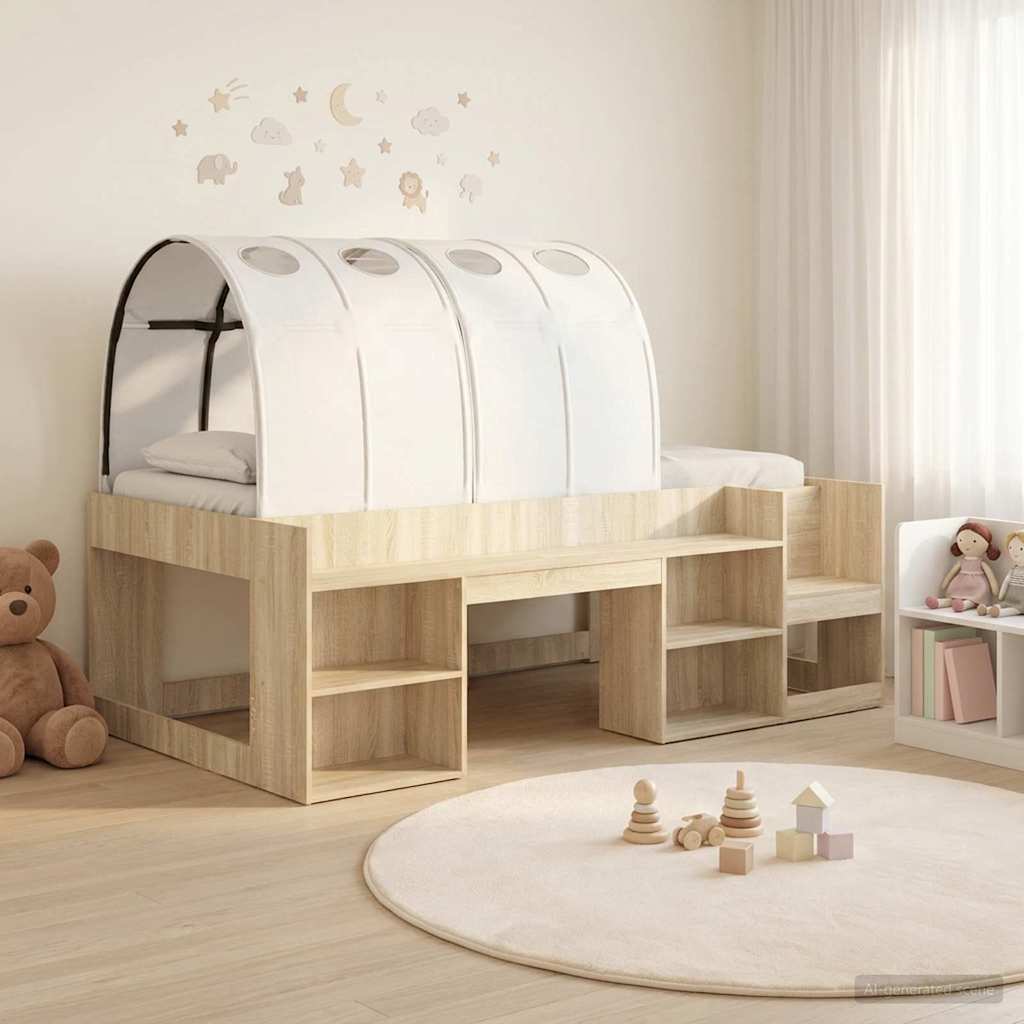 Cadre de lit avec tunnel 3 pc Chêne Sonoma et blanc - XIOS
