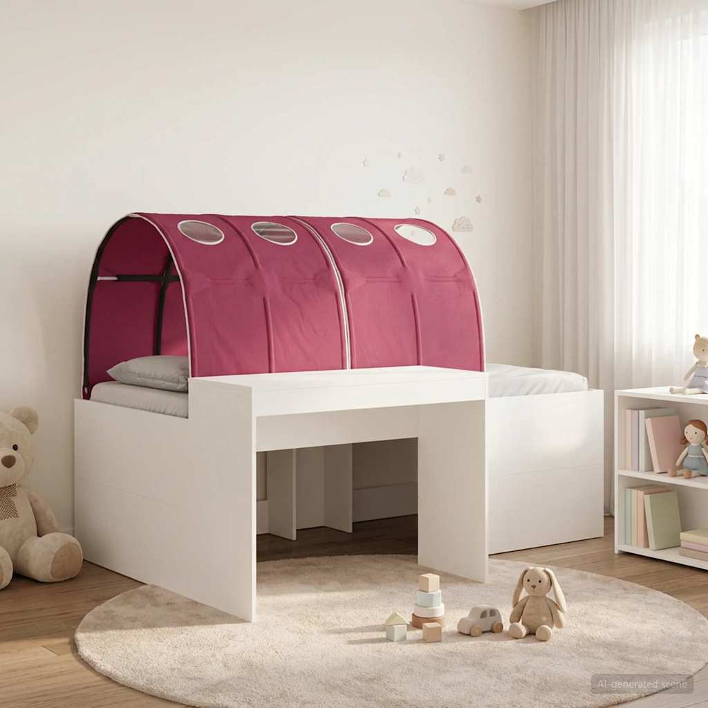 Cadre de lit avec tunnel avec étagère 3 pièces Blanc et rouge