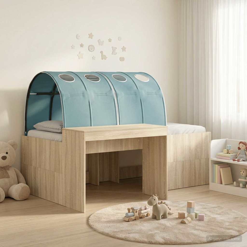 Cadre de lit avec tunnel 3 pc Chêne Sonoma et bleu clair - XIOS