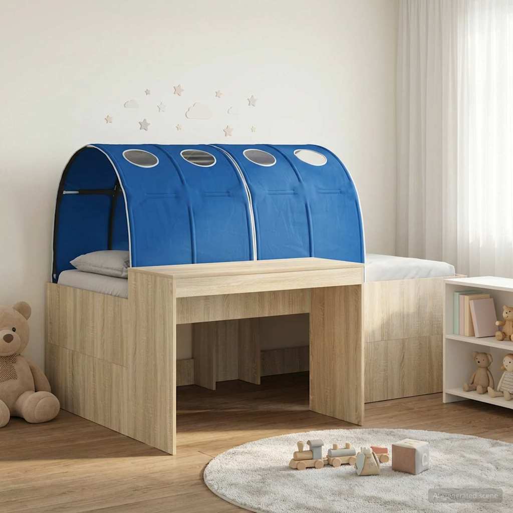 Cadre de lit avec tunnel avec étagère 3 pc Chêne Sonoma et bleu - XIOS