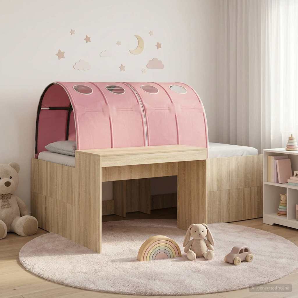 Cadre de lit avec tunnel avec étagère 3 pc Chêne Sonoma et rose - XIOS