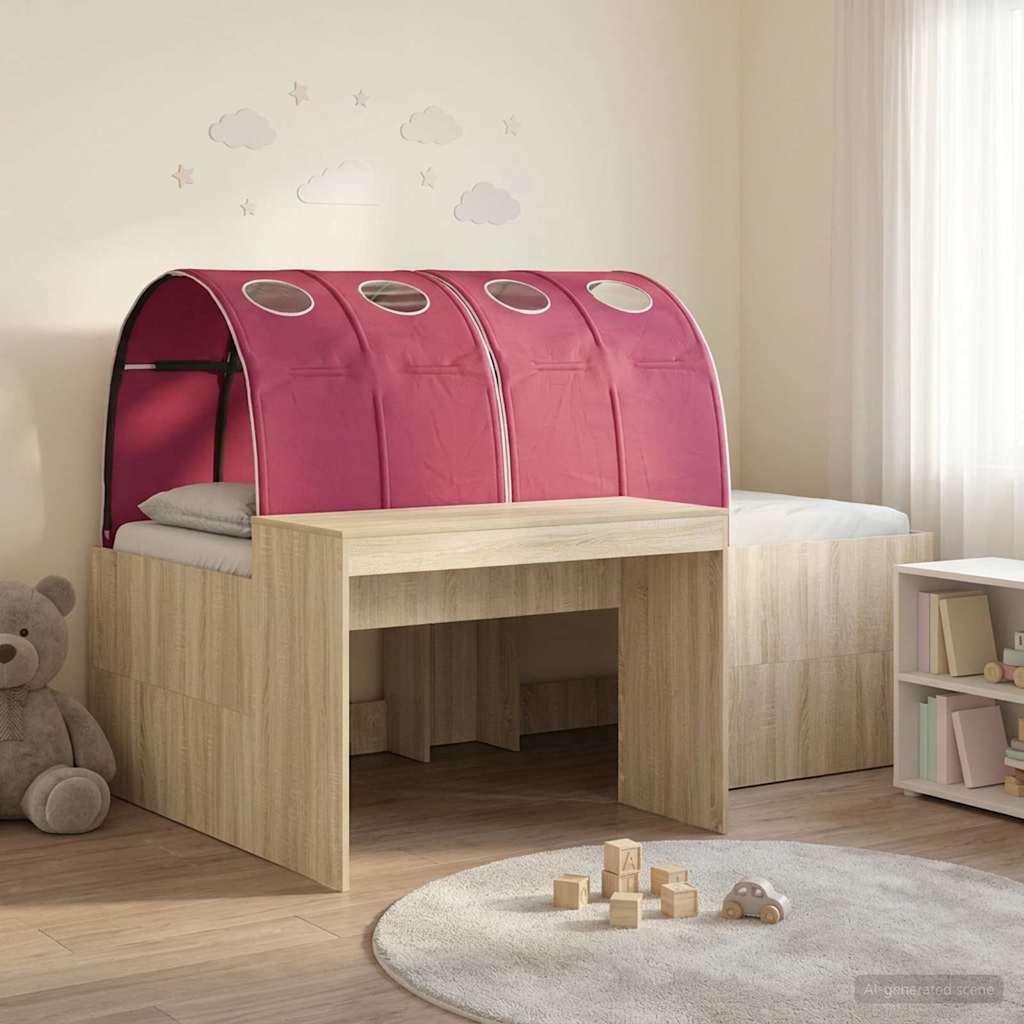 Cadre de lit avec tunnel 3 pc Chêne Sonoma et rouge