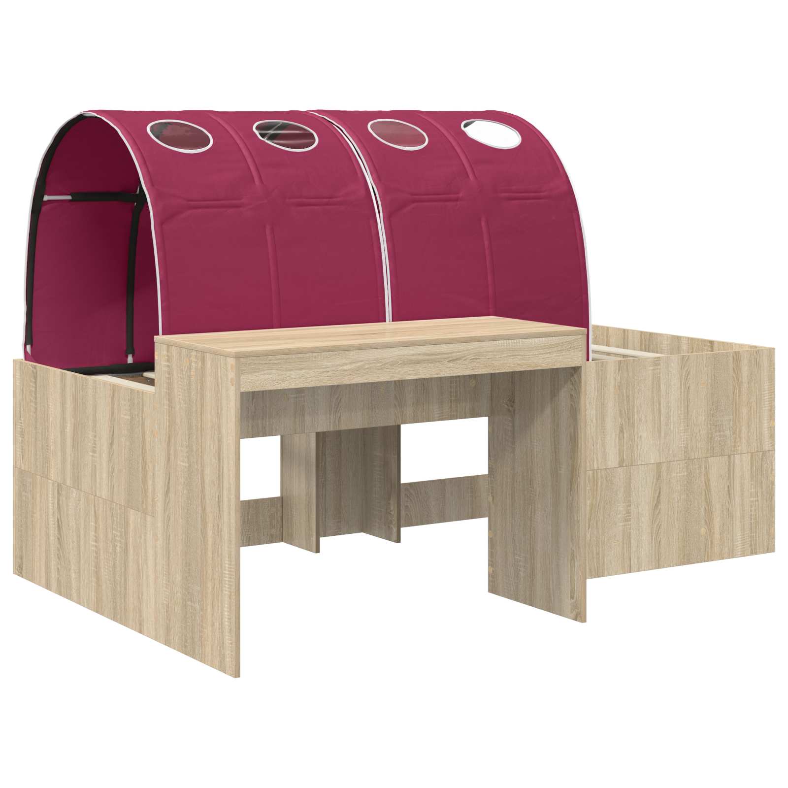 Cadre de lit avec tunnel 3 pc Chêne Sonoma et rouge - XIOS