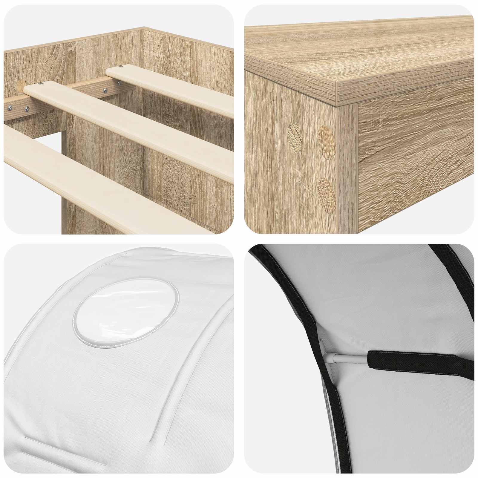 Cadre de lit avec tunnel 3 pc Chêne Sonoma et blanc - XIOS