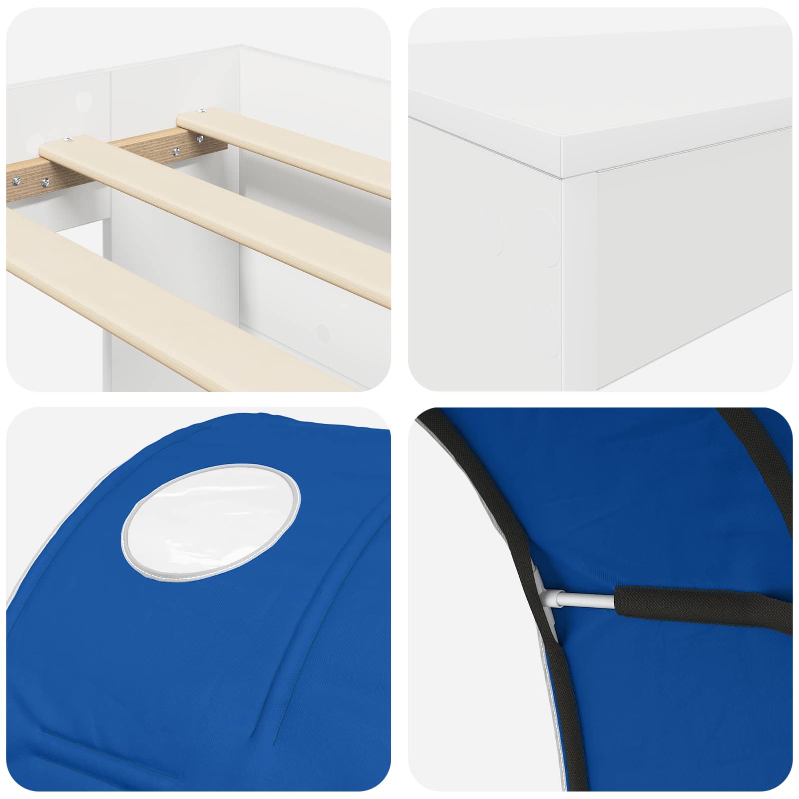 Lit avec Tunnel 3 pc Blanc et bleu Bois d'ingénierie - XIOS