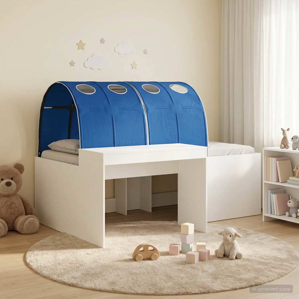 Lit avec Tunnel 3 pc Blanc et bleu Bois d'ingénierie - XIOS
