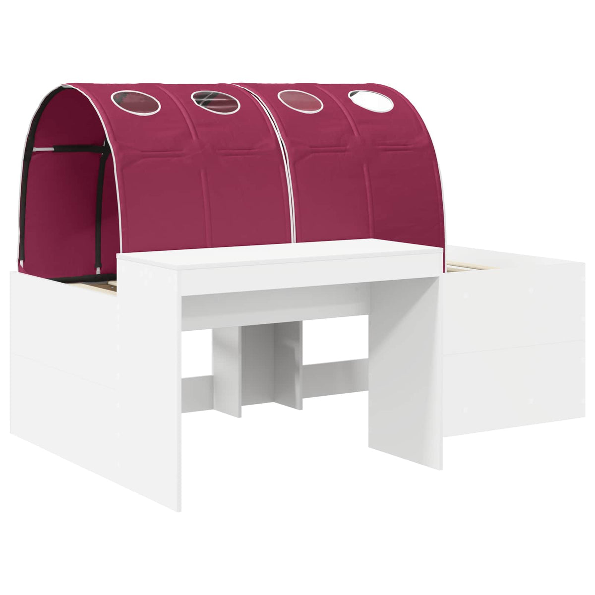 Lit avec Tunnel 3 pc Blanc et rouge Bois d'ingénierie - XIOS