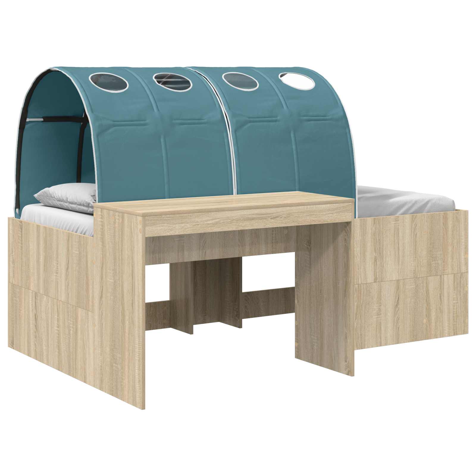 Lit avec Tunnel 3 pc Chêne Sonoma et bleu clair - XIOS