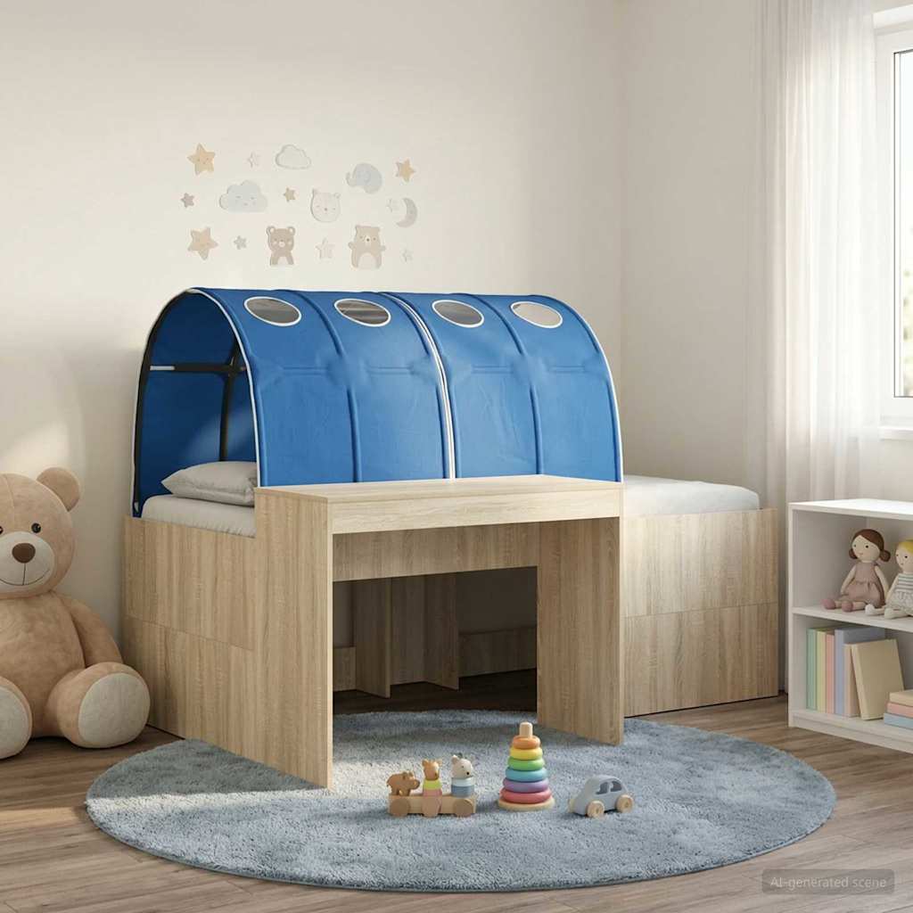 Lit avec Tunnel 3 pc Chêne Sonoma et bleu Bois d'ingénierie - XIOS