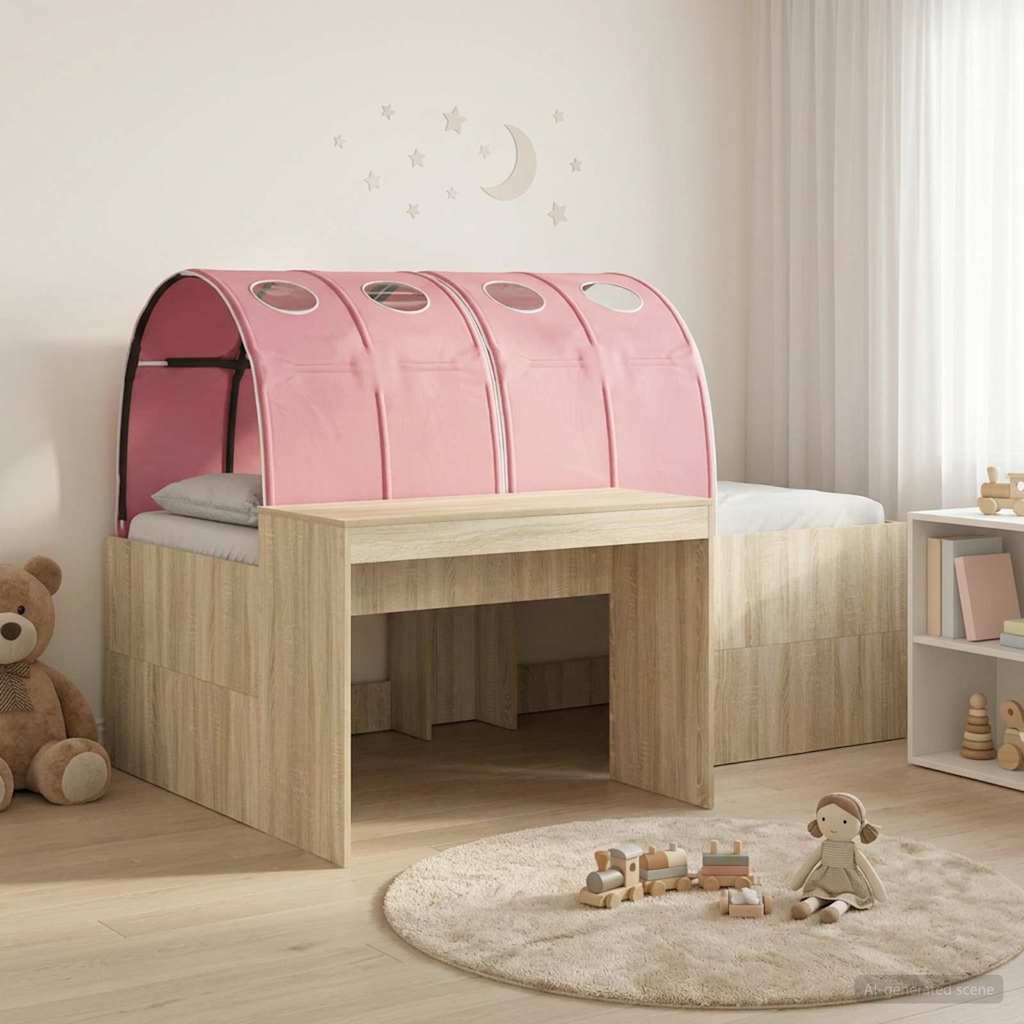 Lit avec Tunnel 3 pc Chêne Sonoma et rose Bois d'ingénierie - XIOS