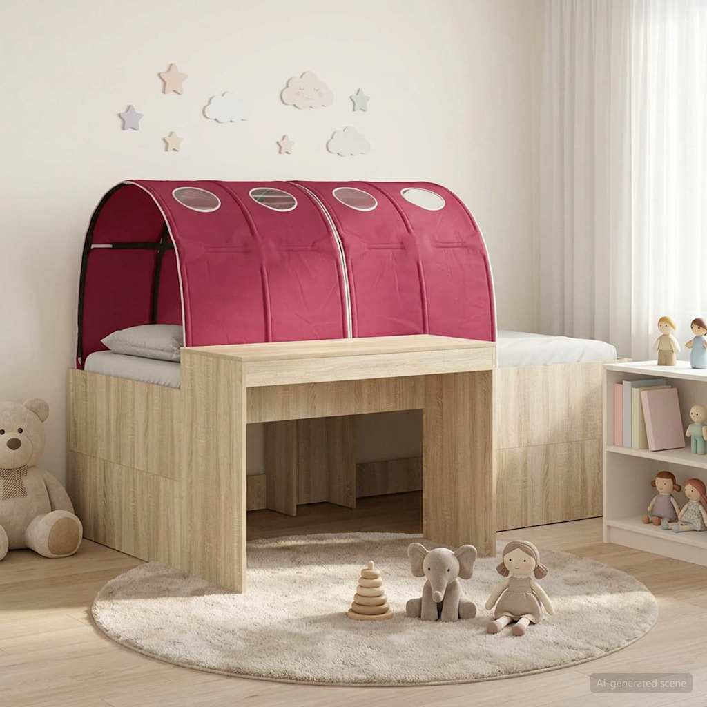 Lit avec Tunnel 3 pc Chêne Sonoma et rouge Bois d'ingénierie - XIOS