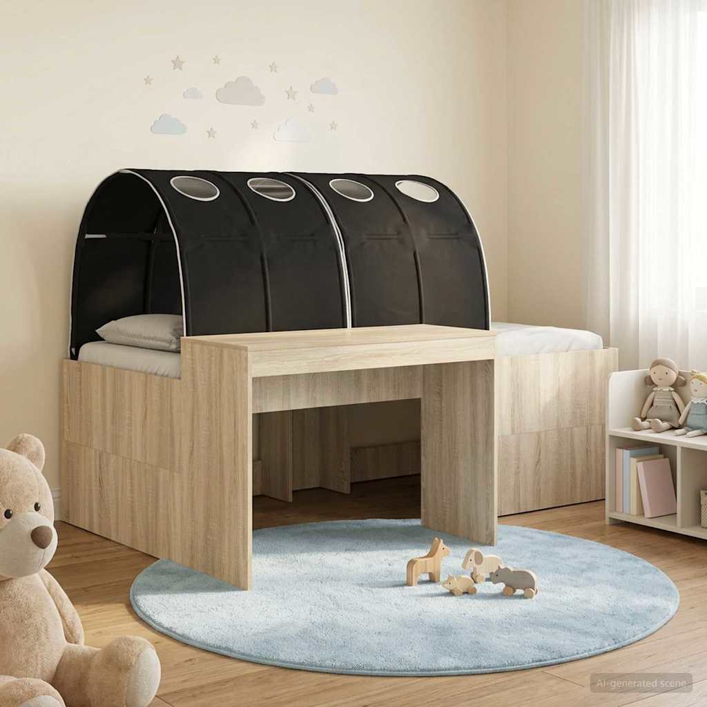 Lit avec Tunnel 3 pc Chêne Sonoma et noir Bois d'ingénierie - XIOS
