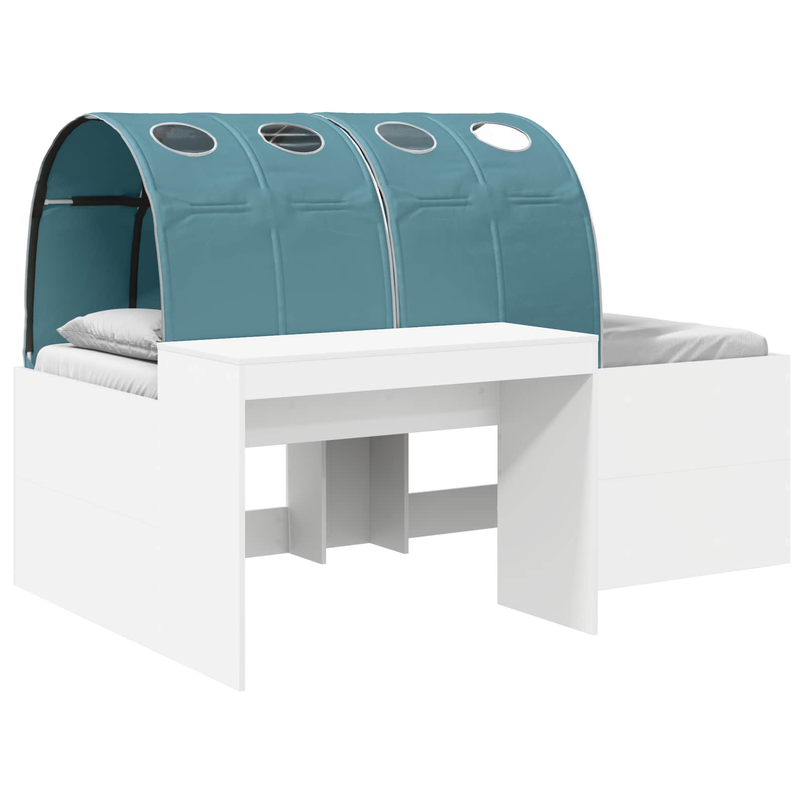 Lit avec Tunnel 4 pcs Blanc et bleu clair Bois d'ingénierie - XIOS