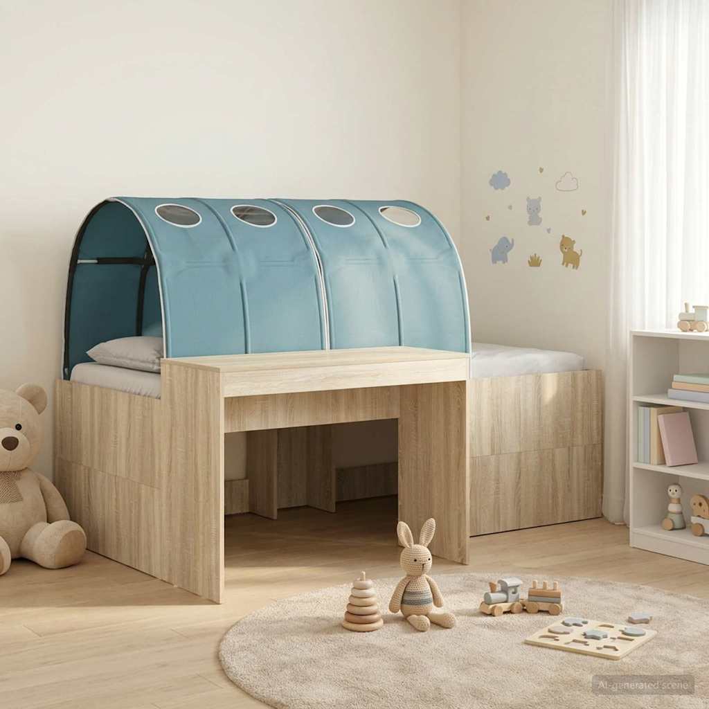Lit avec Tunnel 3 pc Chêne Sonoma et bleu clair - XIOS