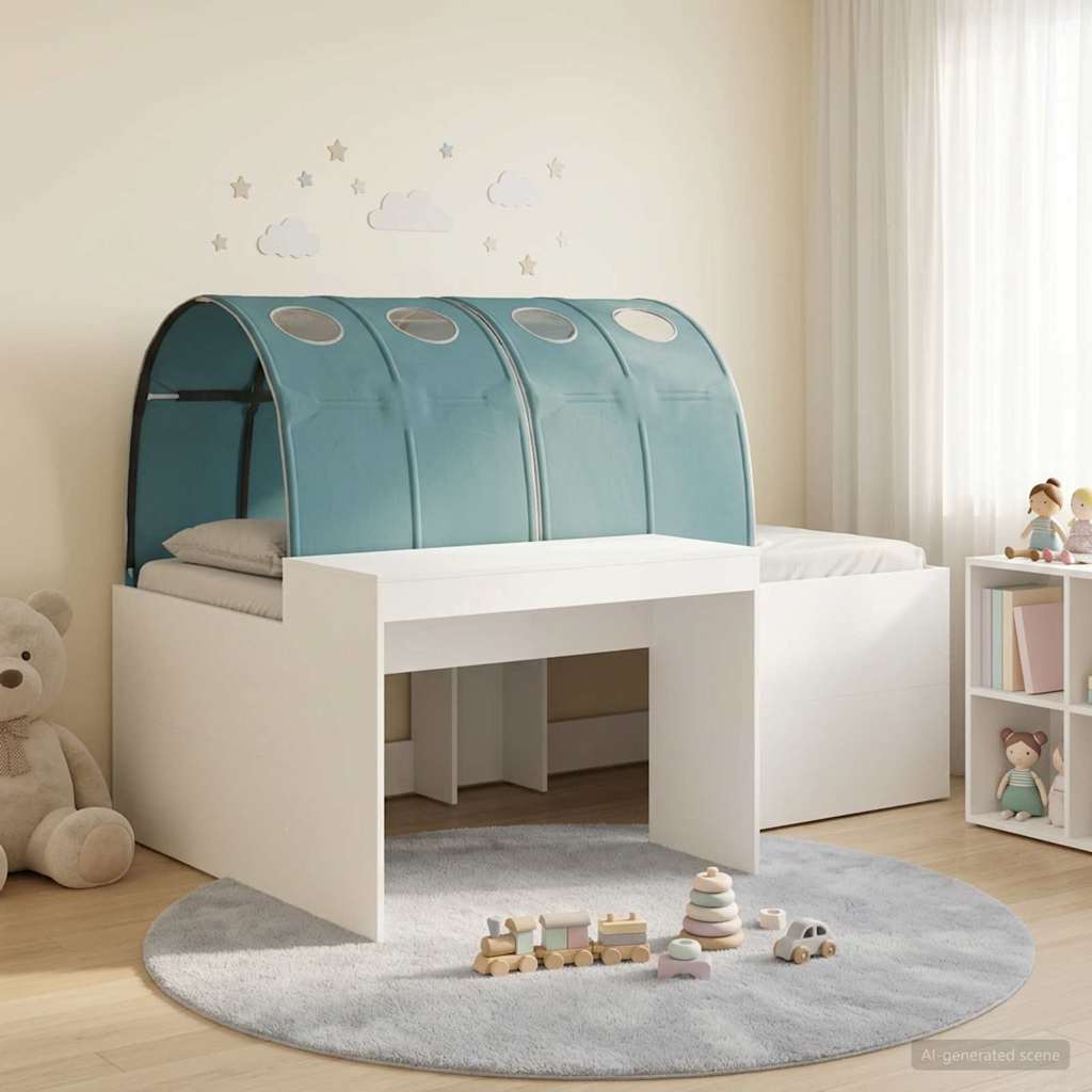Lit haut pour enfants avec bureau Blanc et bleu clair - XIOS