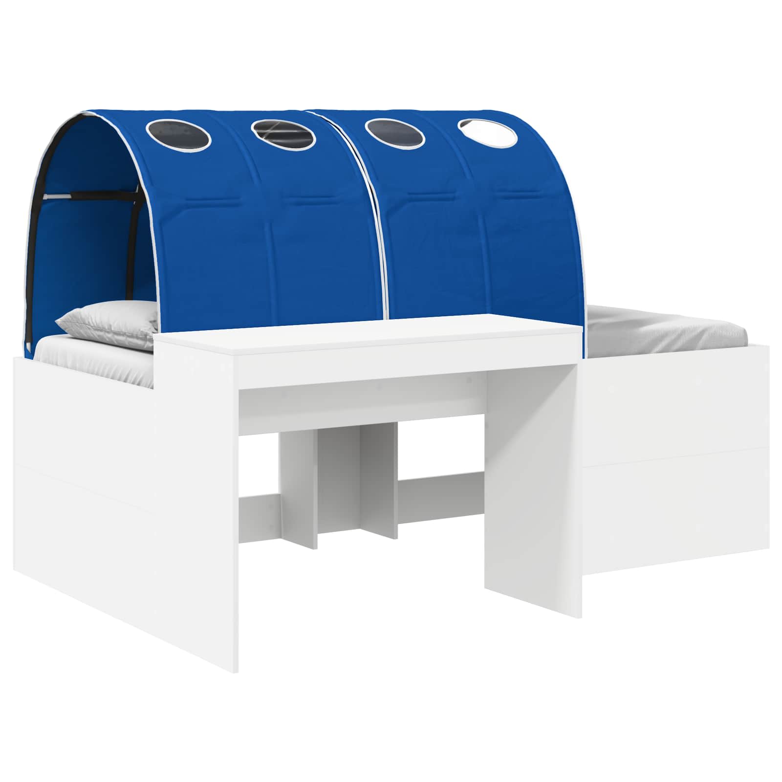 Lit haut pour enfants avec bureau Blanc et bleu - XIOS