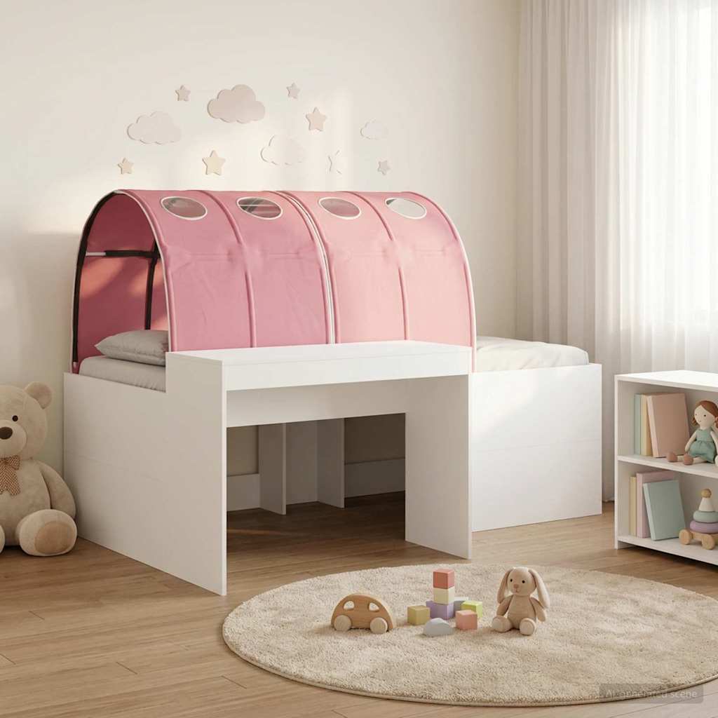 Lit haut pour enfants avec bureau Blanc et rose - XIOS