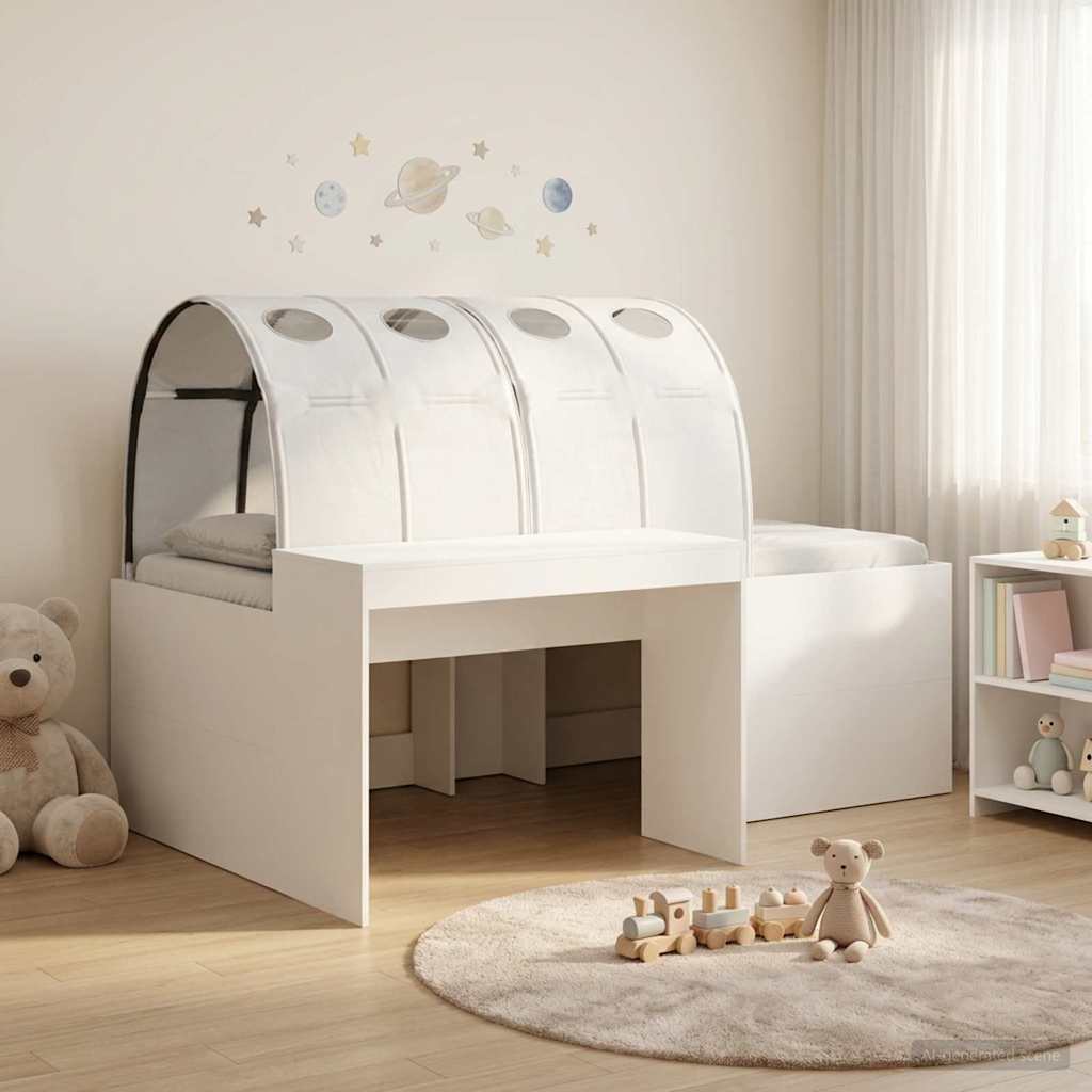 Lit haut pour enfants avec bureau 3 pièces Blanc