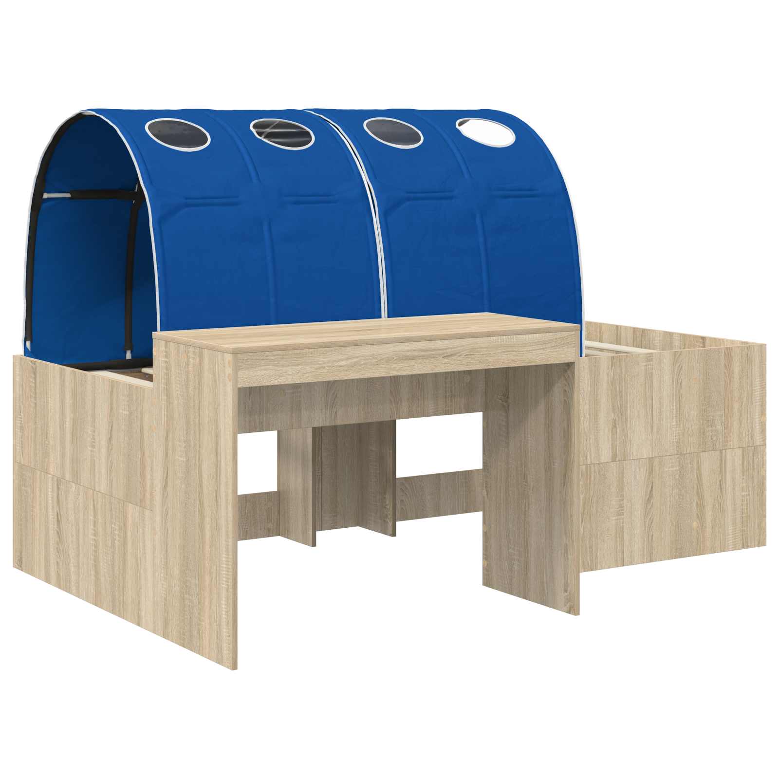 Lit haut pour enfants avec bureau 3 pc Chêne Sonoma et bleu - XIOS