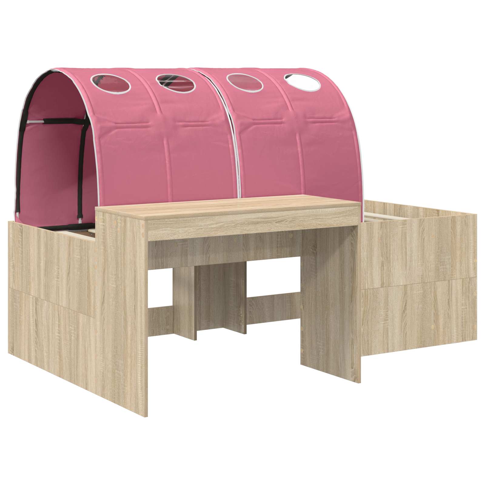 Lit haut pour enfants avec bureau 3 pc Chêne Sonoma et rose - XIOS