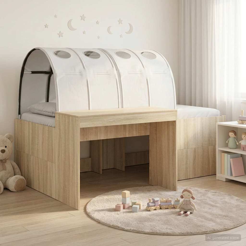 Lit haut pour enfants avec bureau 3 pc Chêne Sonoma et blanc - XIOS