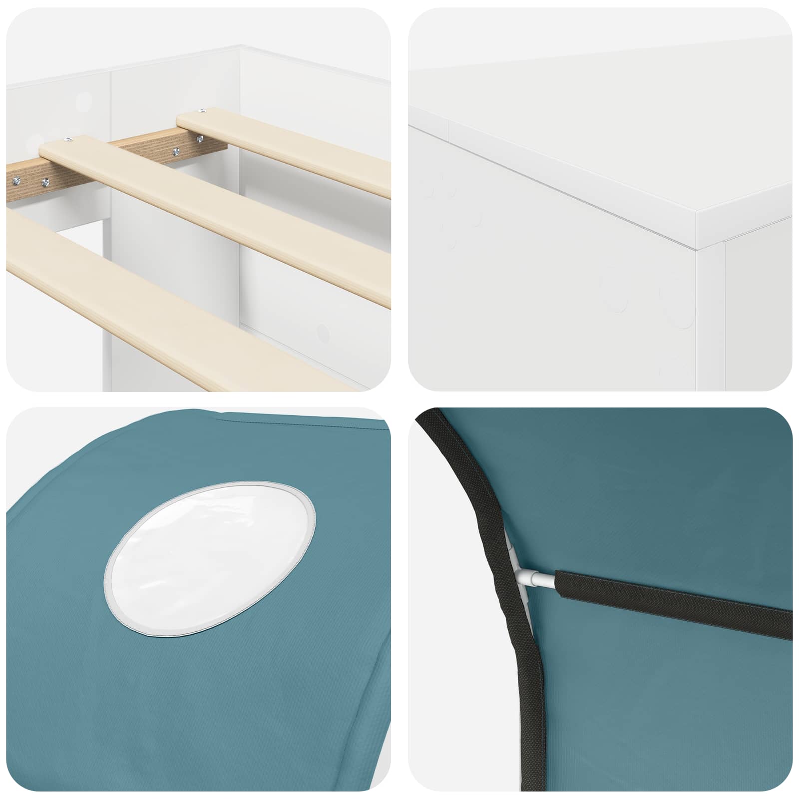 Lit avec Tunnel 3 pc Chêne Artisanal et Bleu Clair - XIOS