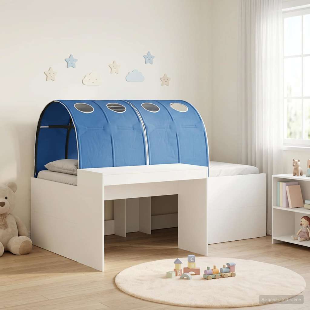 Lit avec Tunnel 4 pcs Chêne Artisanal et Bleu Bois d'ingénierie - XIOS