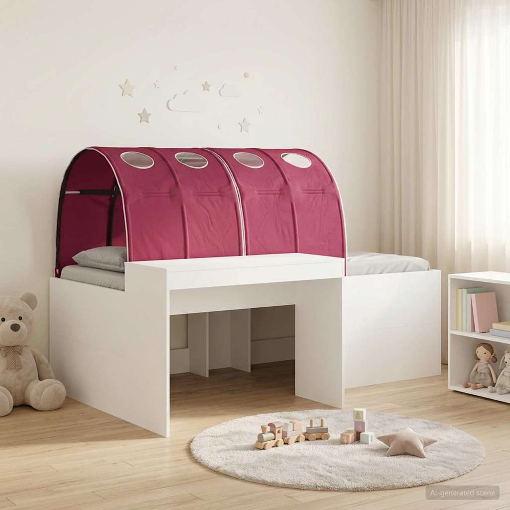 Lit avec Tunnel 3 pc Chêne Artisanal et Rouge Bois d'ingénierie - XIOS
