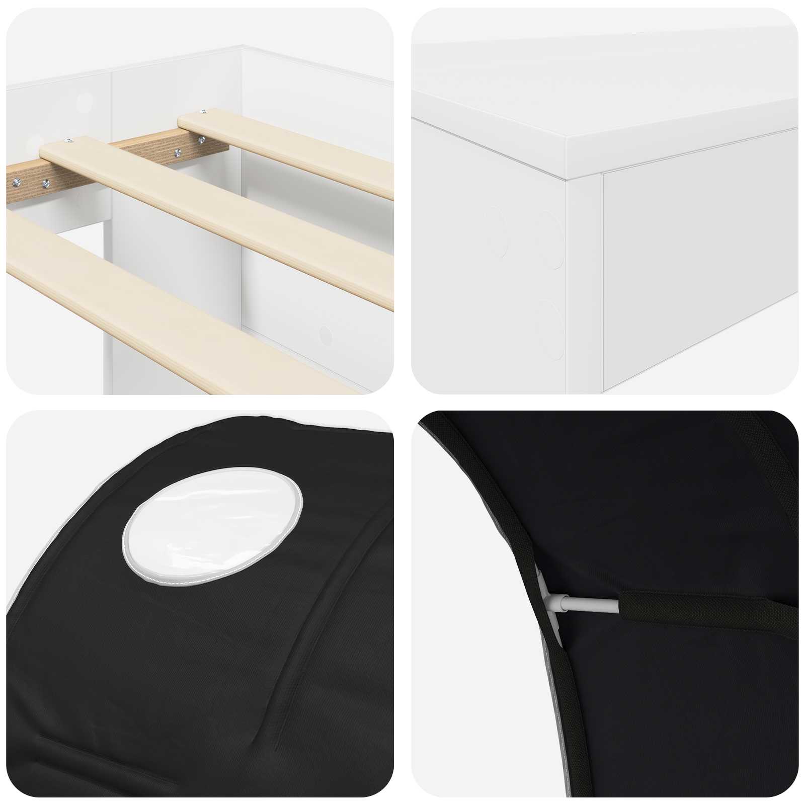Lit avec Tunnel 3 pc Chêne Artisanal et Noir Bois d'ingénierie - XIOS