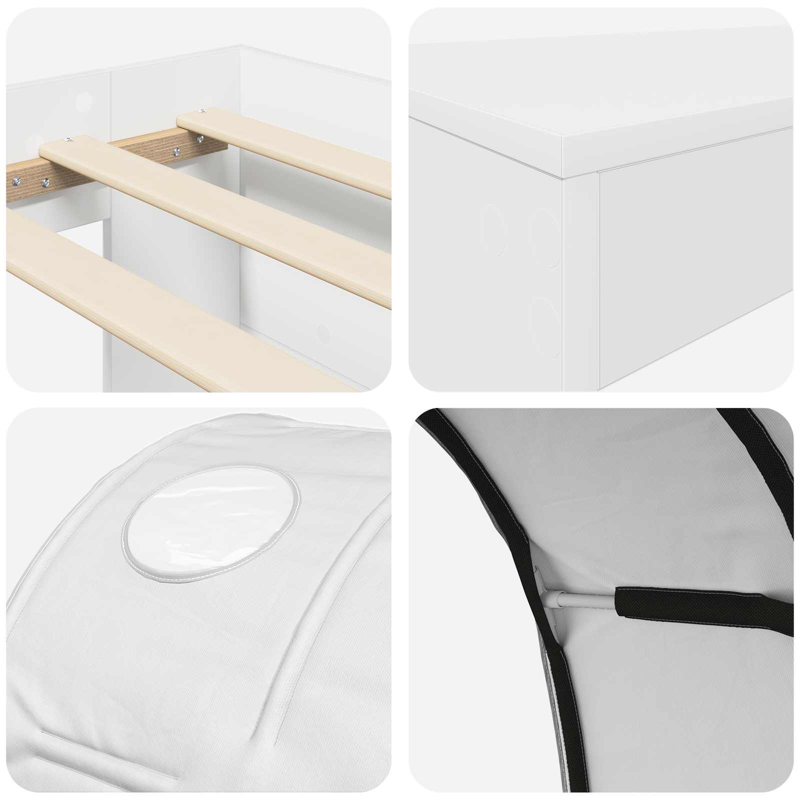 Lit avec Tunnel 3 pc Chêne Artisanal et Blanc Bois d'ingénierie - XIOS