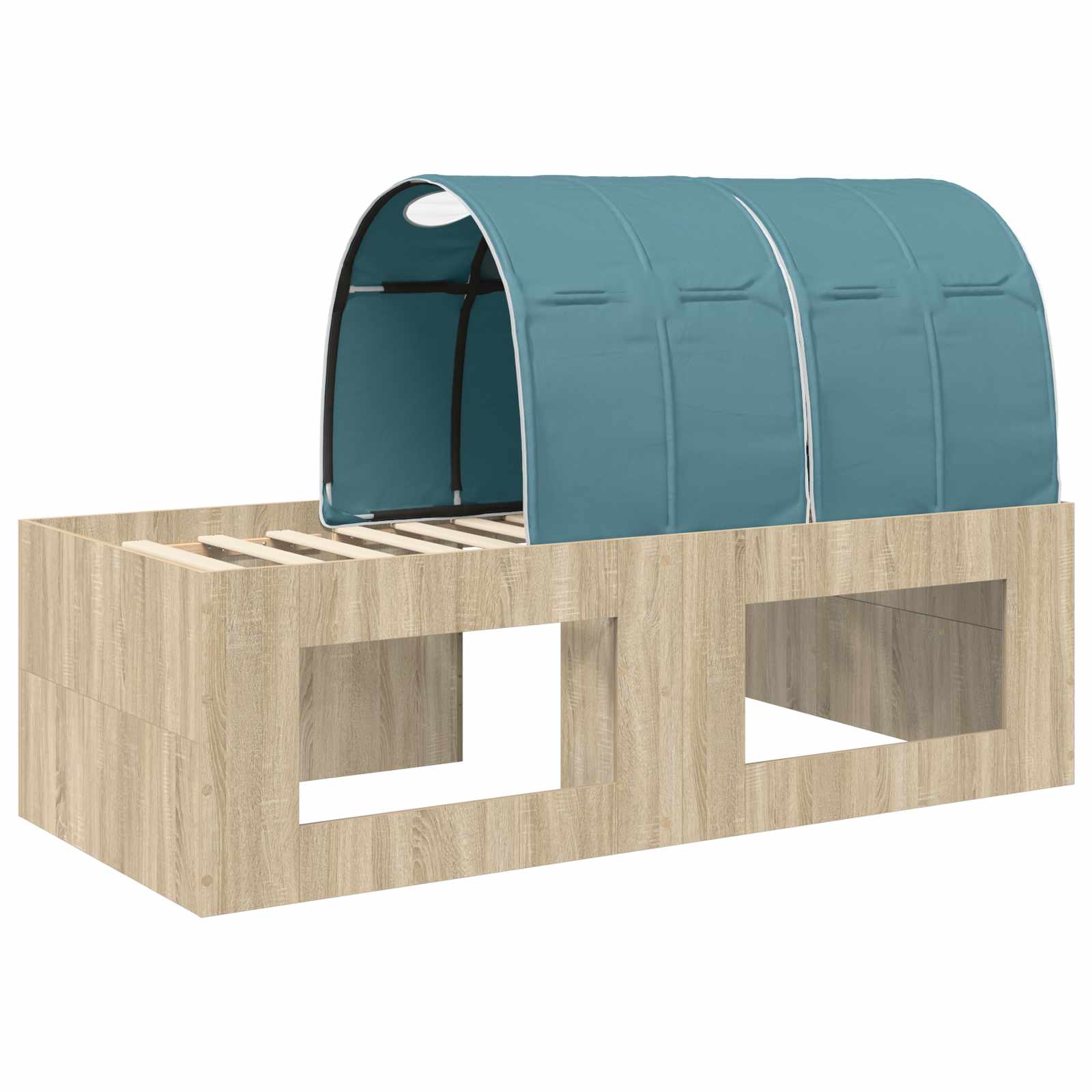 Lit avec Tunnel 3 pc Chêne Artisanal et Bleu Clair - XIOS