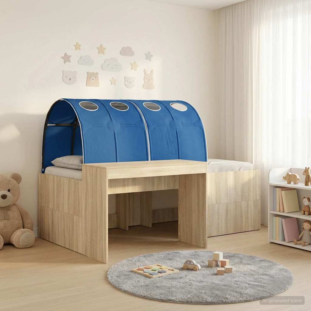 Lit avec Tunnel 3 pc Chêne Artisanal et Bleu Bois d'ingénierie - XIOS