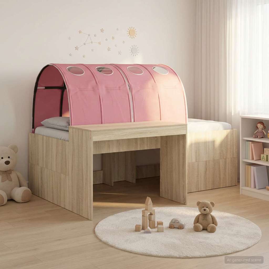 Lit avec Tunnel 3 pc Chêne Artisanal et Rose Bois d'ingénierie - XIOS
