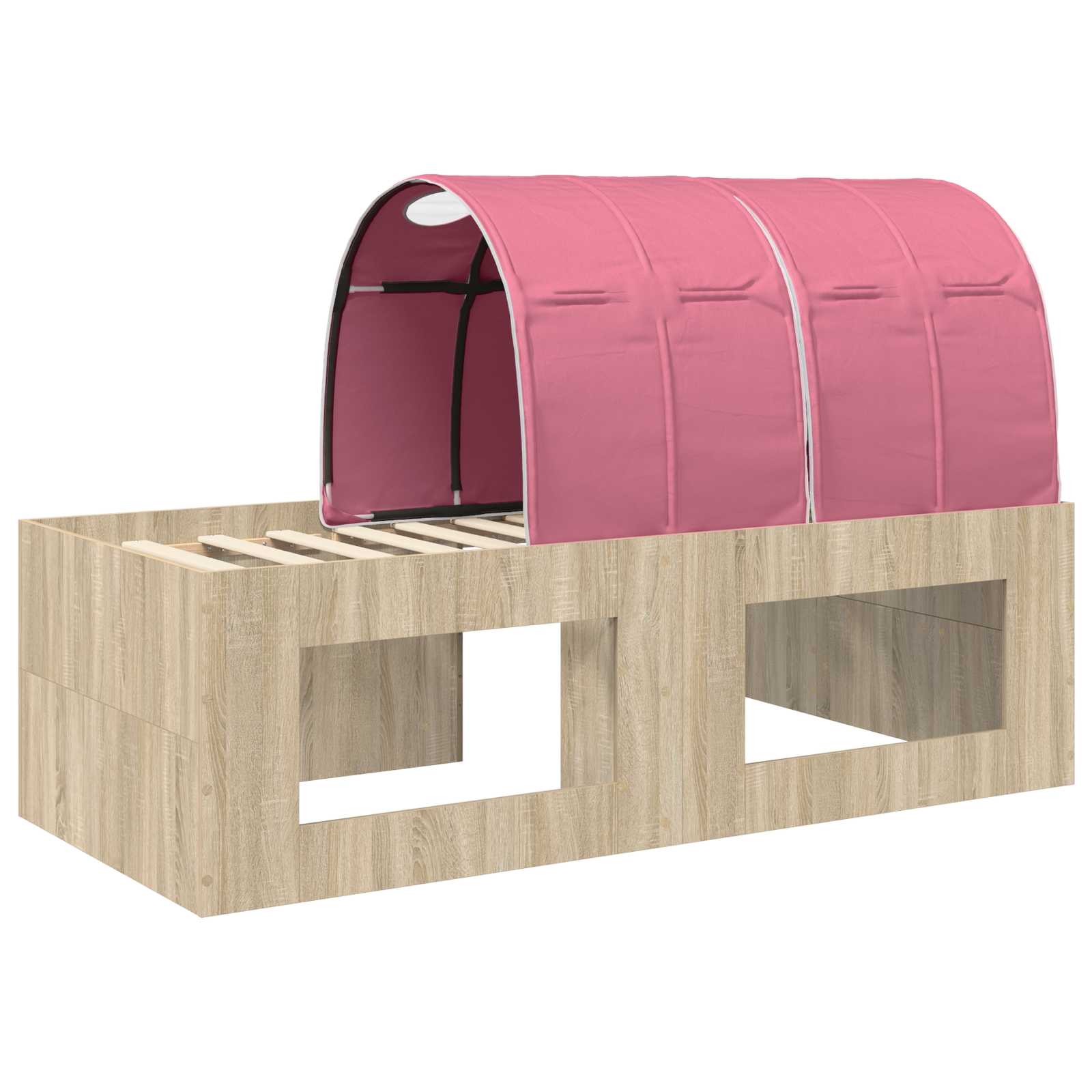 Lit avec Tunnel 3 pc Chêne Artisanal et Rose Bois d'ingénierie - XIOS