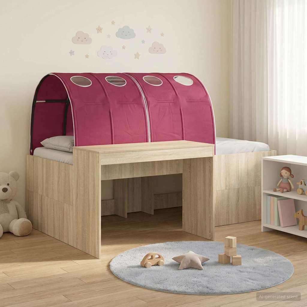 Lit avec Tunnel 3 pc Chêne Artisanal et Rouge Bois d'ingénierie - XIOS
