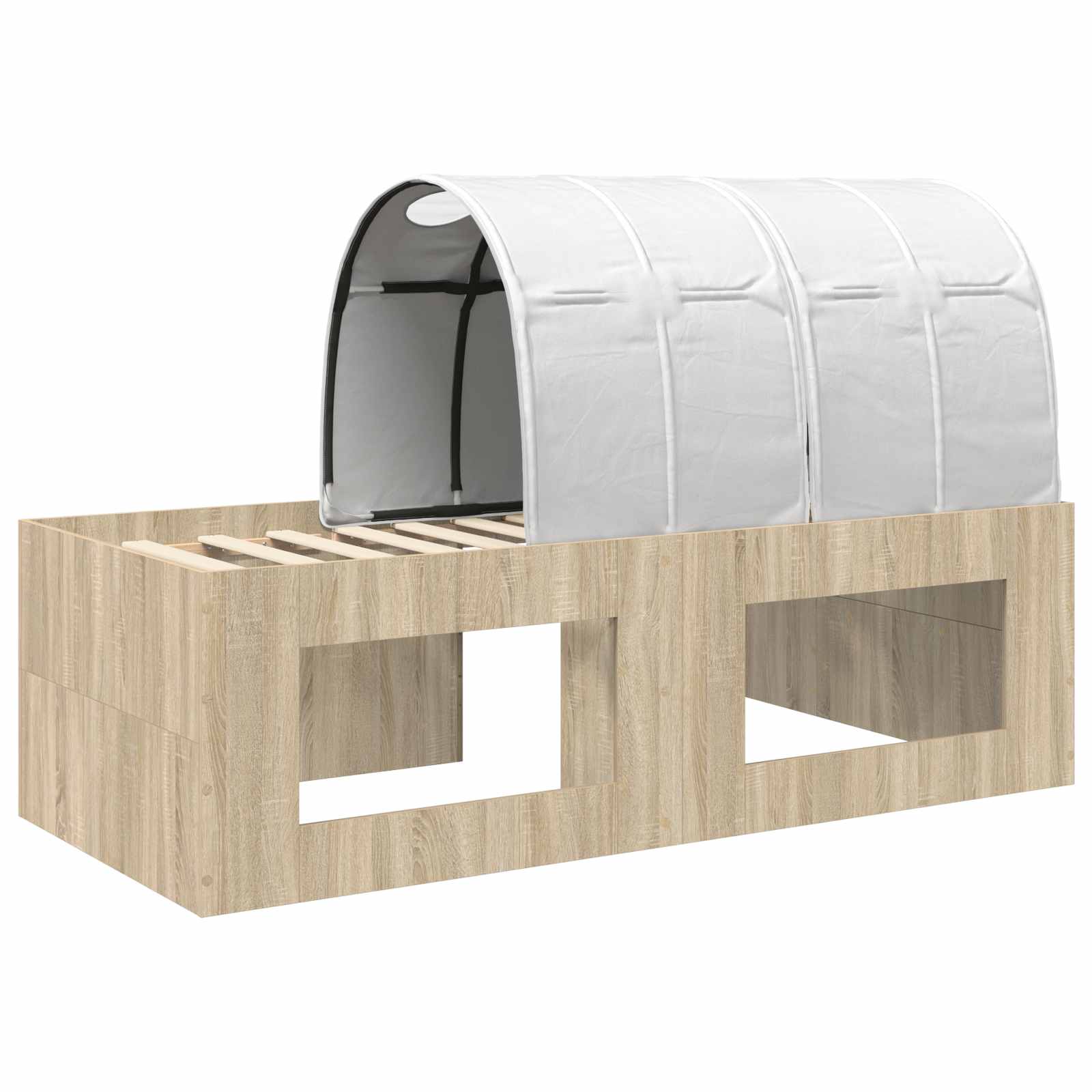 Lit avec Tunnel 3 pc Chêne Artisanal et Blanc Bois d'ingénierie - XIOS
