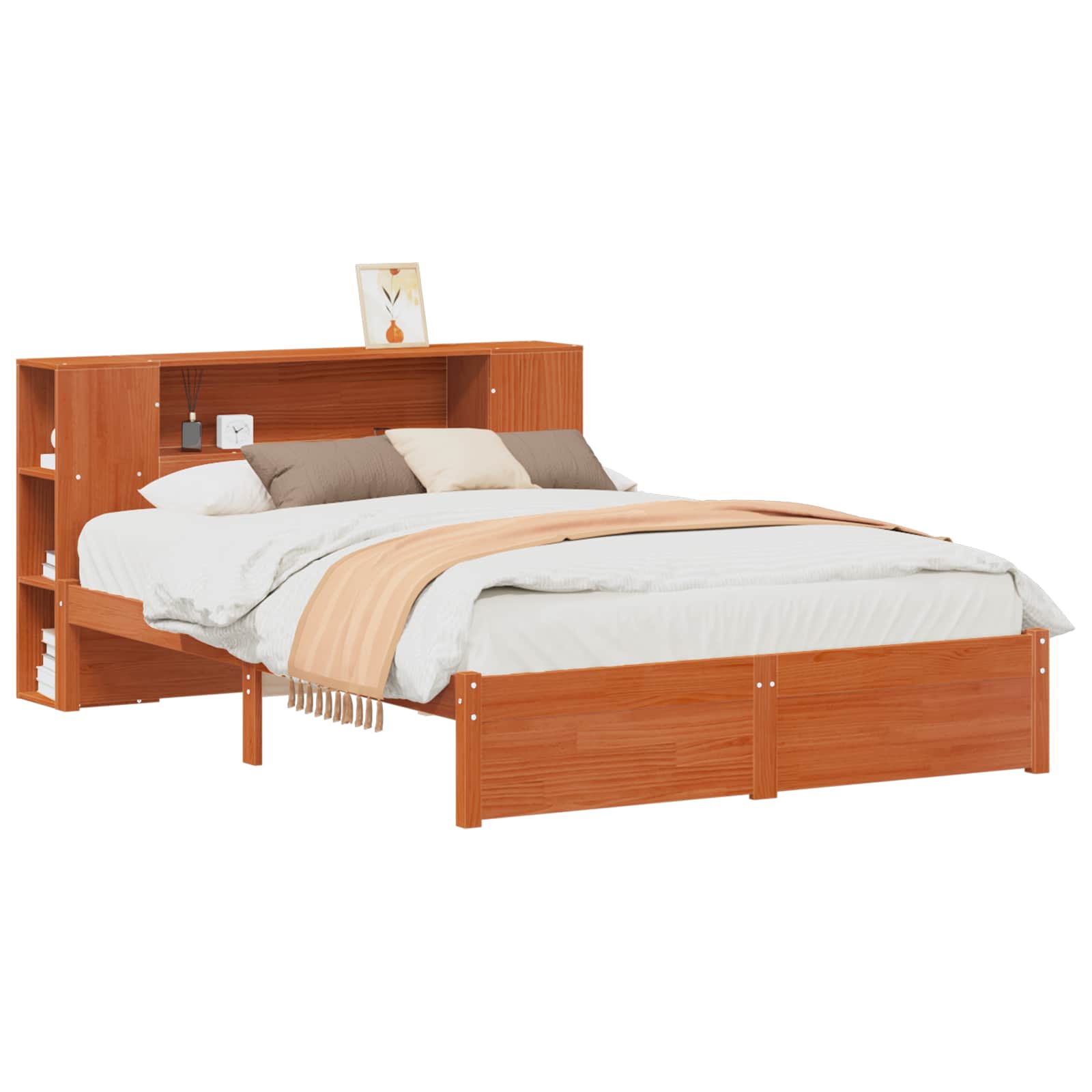 Cadre de lit avec tête de lit de rangement Cire marron - XIOS