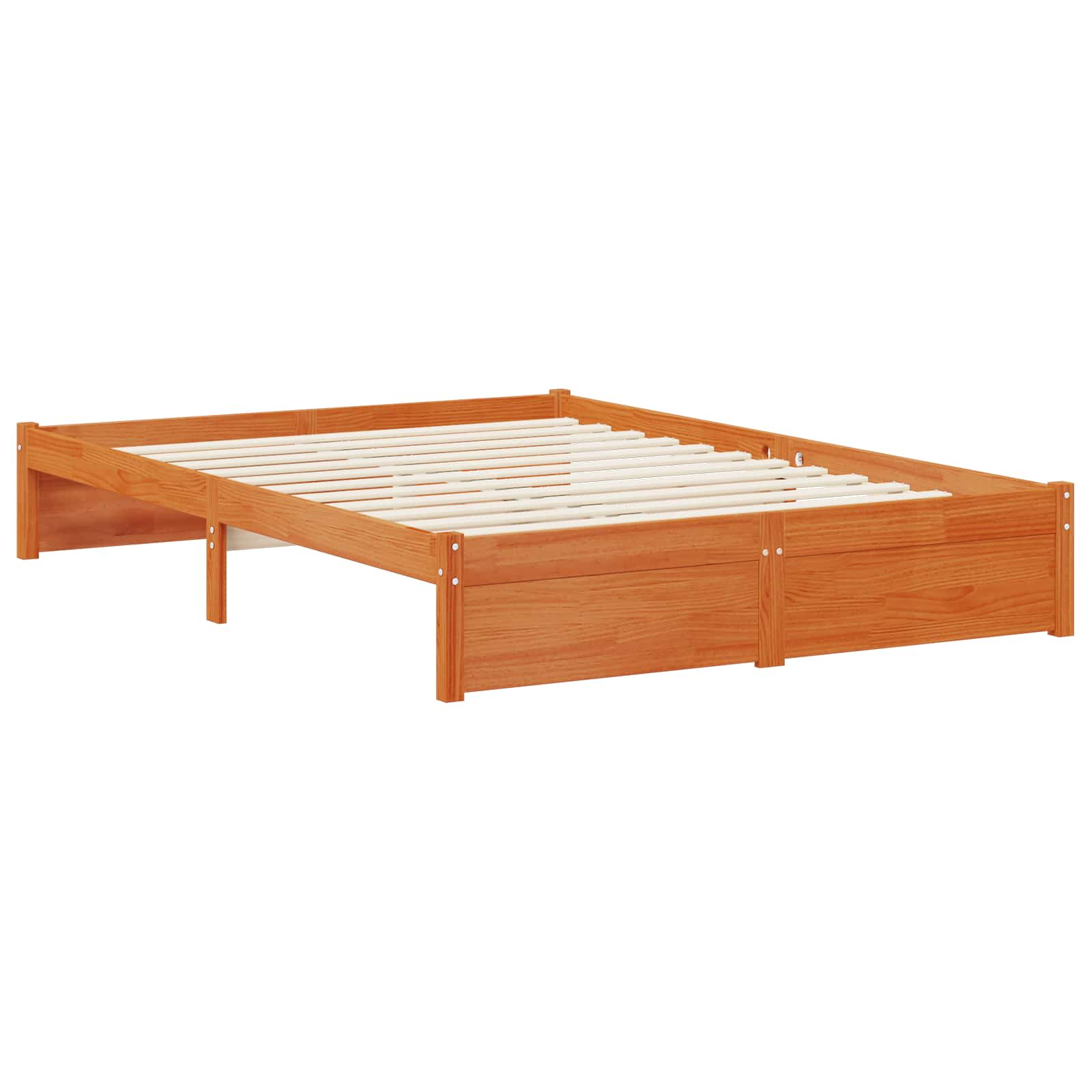 Cadre de lit avec tête de lit de rangement Brun Ciré Pin massif - XIOS