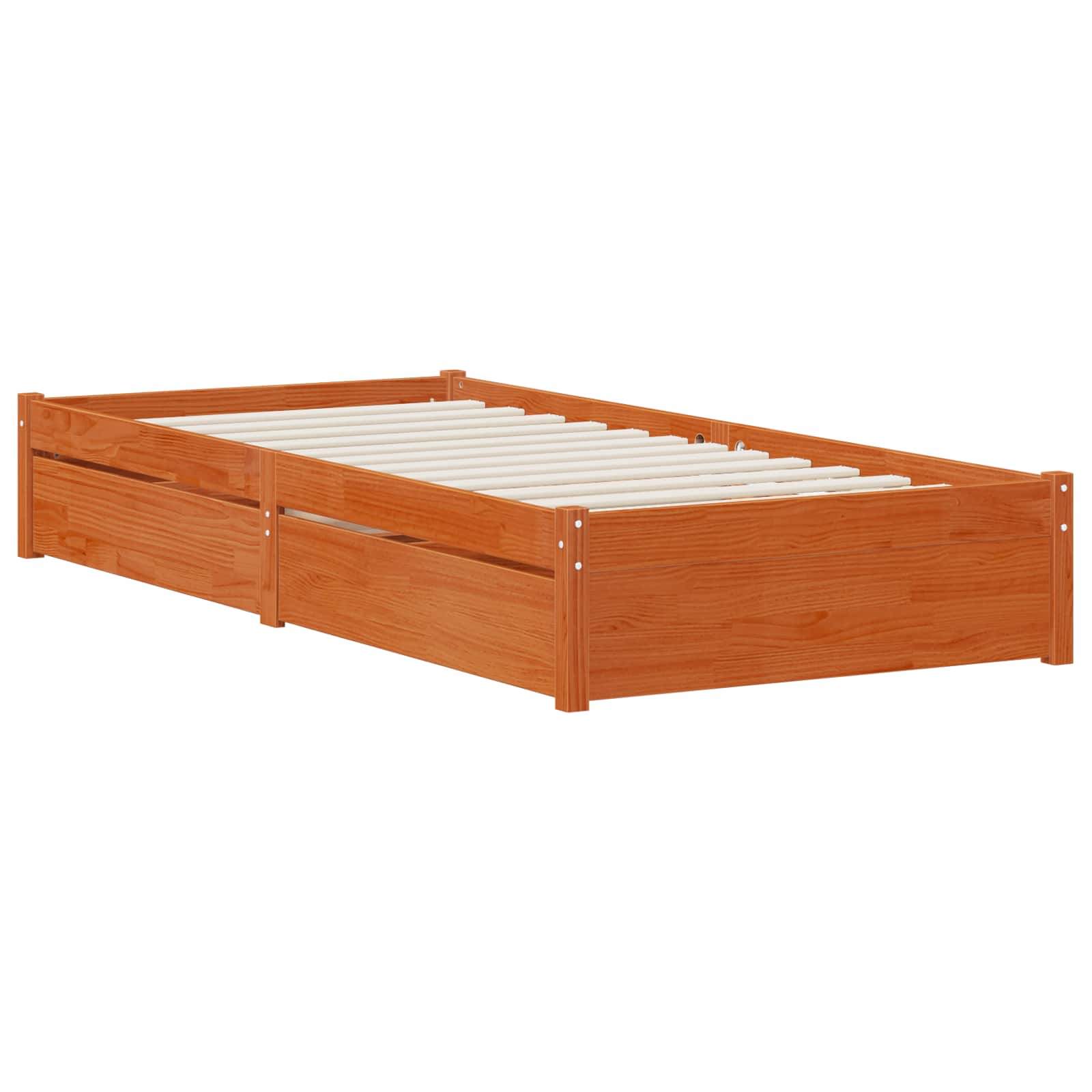 Cadre de lit avec tiroir 3 pcs Cire marron Bois de pin - XIOS